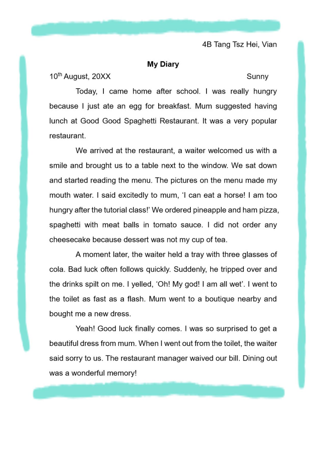 2023_ENG_4B Tang Tsz Hei, Vian_My diary 