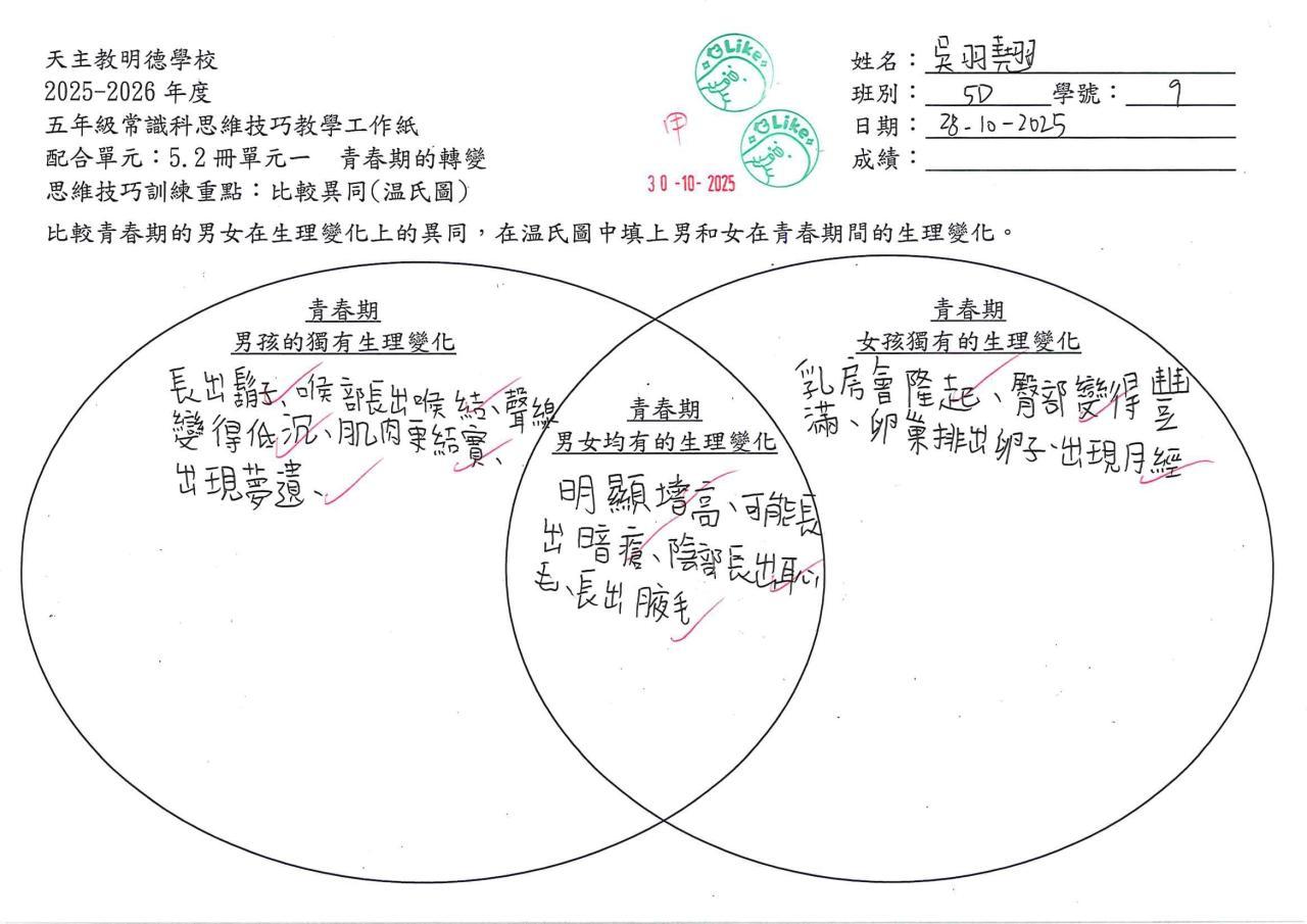 5D 吳羽翹 青春期的轉變作品